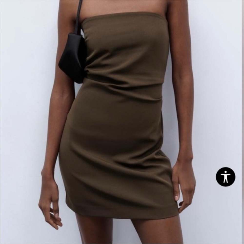Zara Strapless Khaki Dress